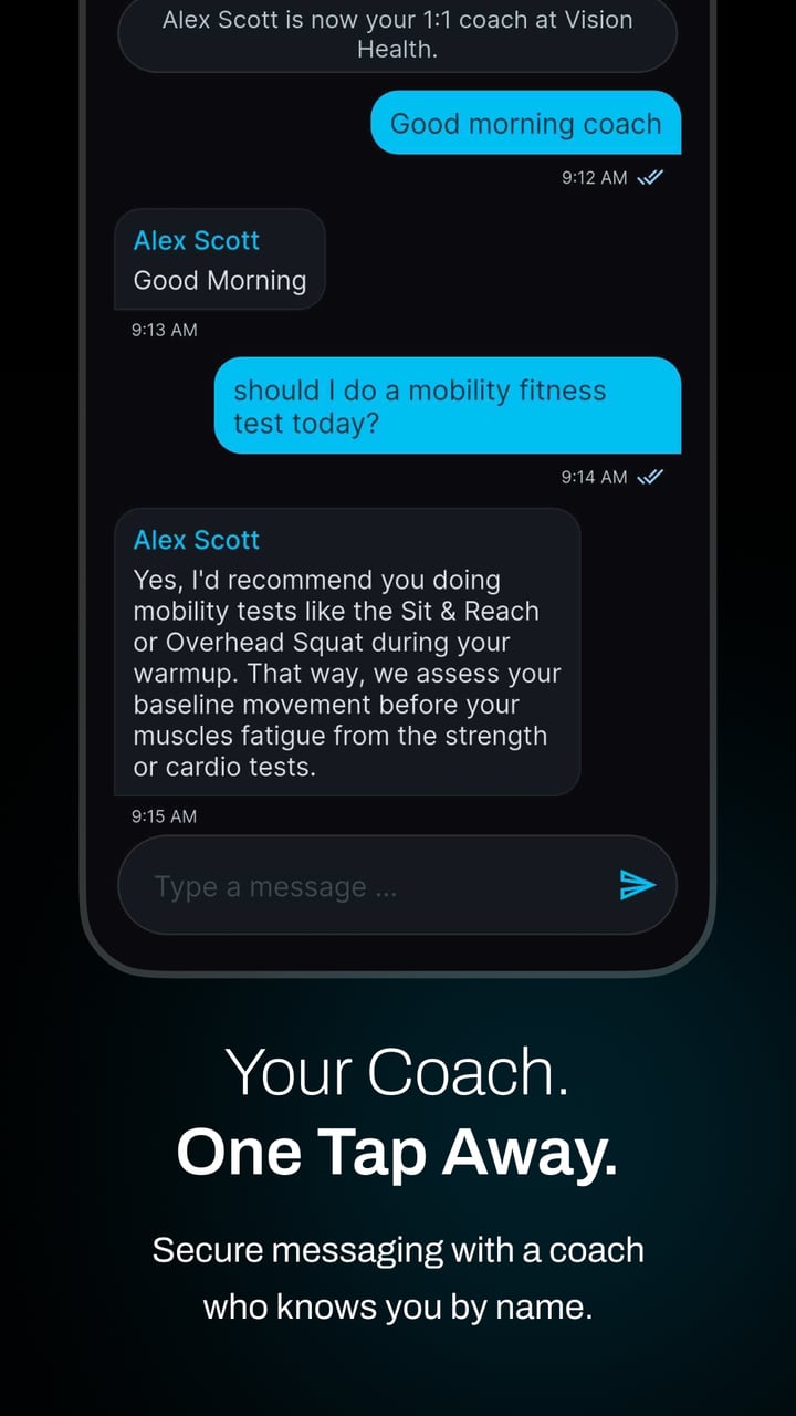 Your coach, one tap away: secure messaging in the Vision Health app